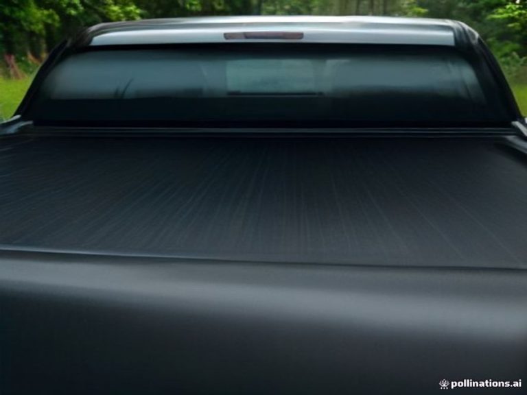 Water beading on a waterproof matte black hard-folding truck bed tonneau cover.